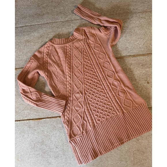 J.Crew Pink Wool Blend Cable Knit Sweater Women's XS Long Tunic Pullover EUC - Picture 3 of 10